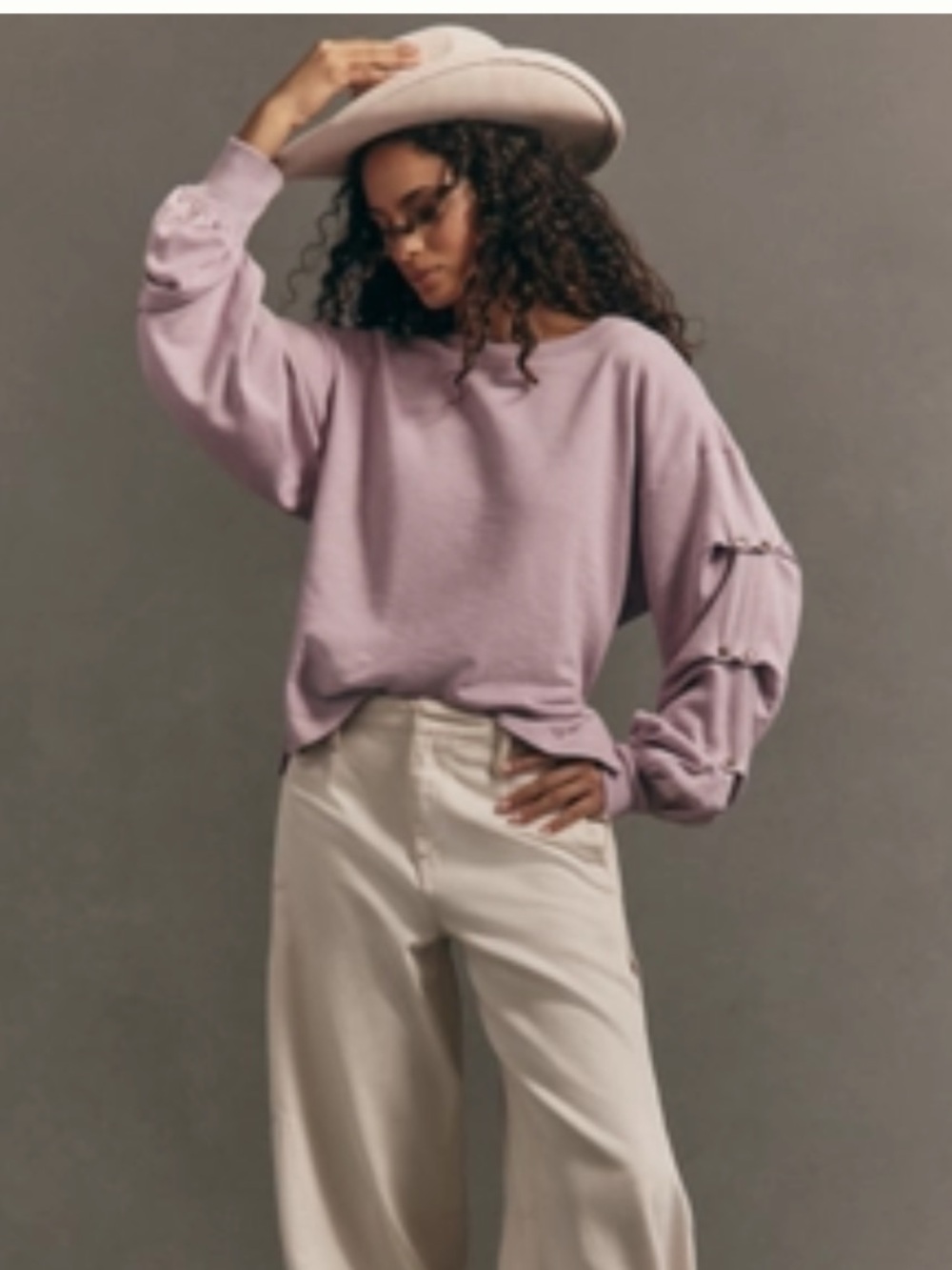 NWT Pilcro Tucked Sleeve Mauve Pullover Large